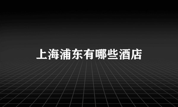 上海浦东有哪些酒店