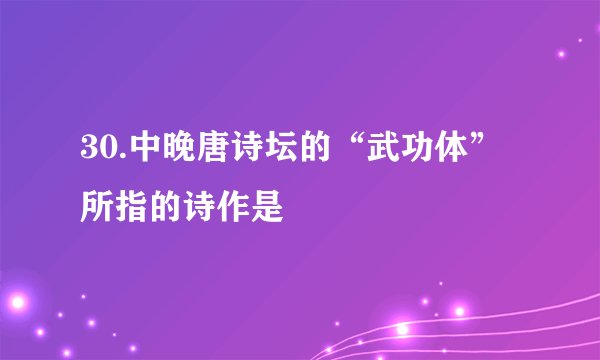 30.中晚唐诗坛的“武功体”所指的诗作是