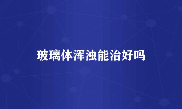 玻璃体浑浊能治好吗