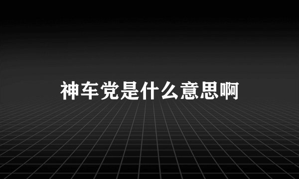 神车党是什么意思啊