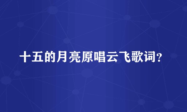 十五的月亮原唱云飞歌词?