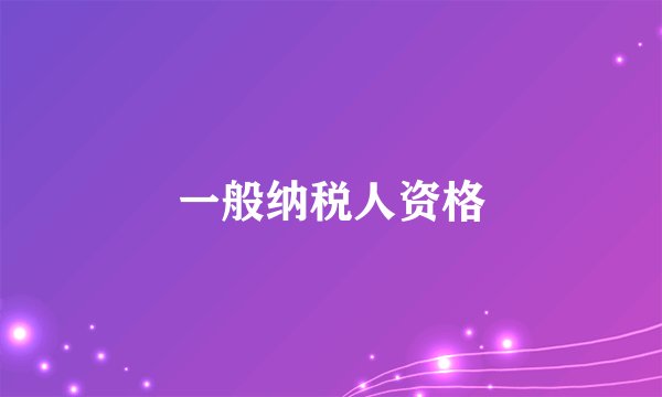 一般纳税人资格