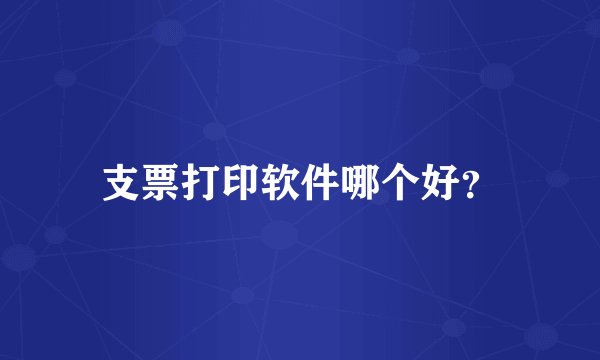 支票打印软件哪个好？