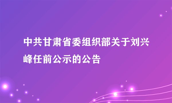 中共甘肃省委组织部关于刘兴峰任前公示的公告