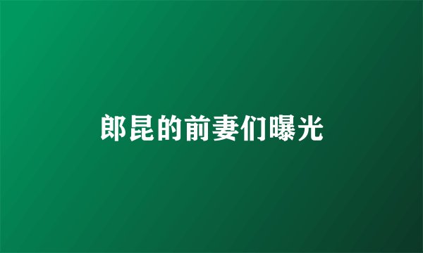 郎昆的前妻们曝光