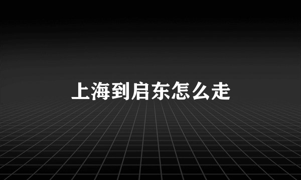 上海到启东怎么走