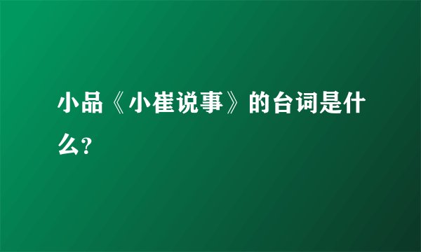 小品《小崔说事》的台词是什么？