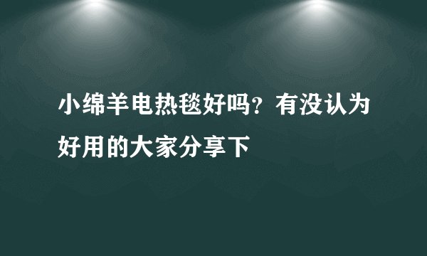 小绵羊电热毯好吗?有没认为好用的大家分享下