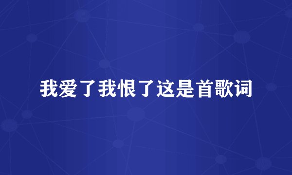 我爱了我恨了这是首歌词