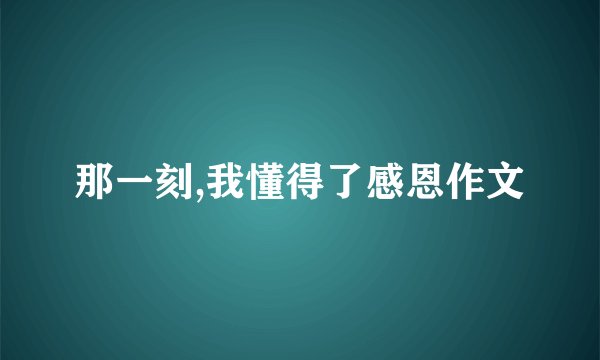 那一刻,我懂得了感恩作文