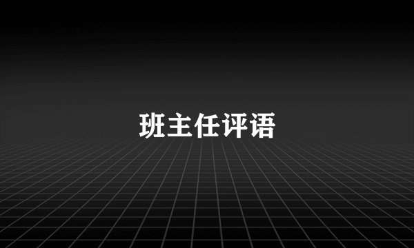 班主任评语