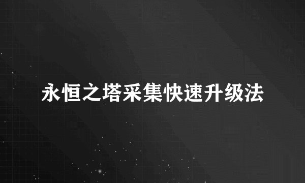 永恒之塔采集快速升级法