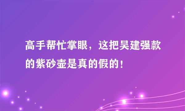 高手帮忙掌眼，这把吴建强款的紫砂壶是真的假的！