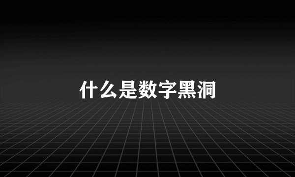 什么是数字黑洞