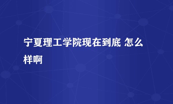 宁夏理工学院现在到底 怎么样啊