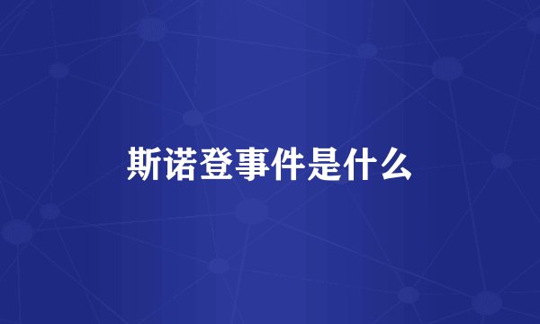 斯诺登事件是什么