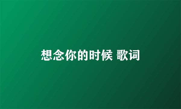 想念你的时候 歌词