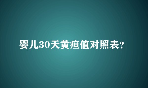 婴儿30天黄疸值对照表？