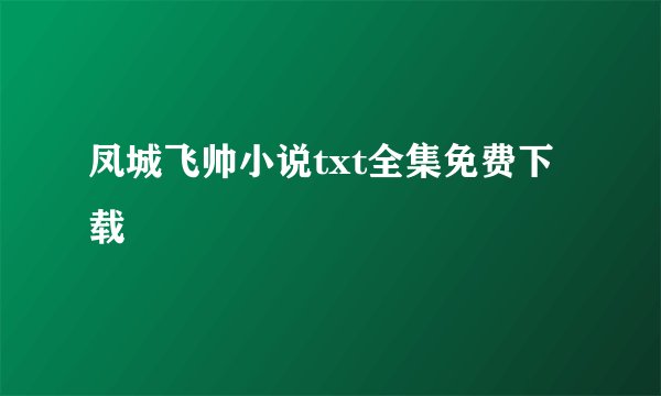 凤城飞帅小说txt全集免费下载