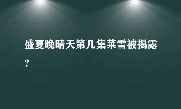 盛夏晚晴天第几集莱雪被揭露？