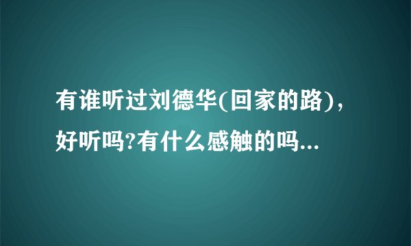有谁听过刘德华(回家的路)，好听吗?有什么感触的吗?特别是在外的游子？