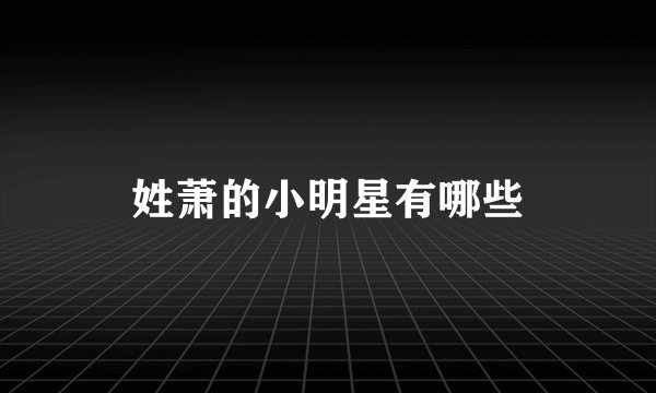 姓萧的小明星有哪些