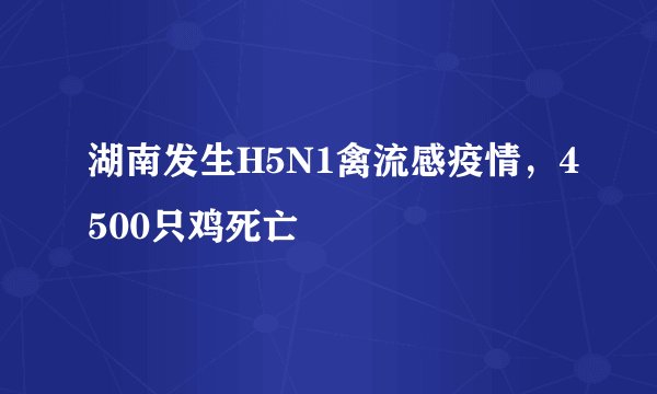 湖南发生H5N1禽流感疫情,4500只鸡死亡