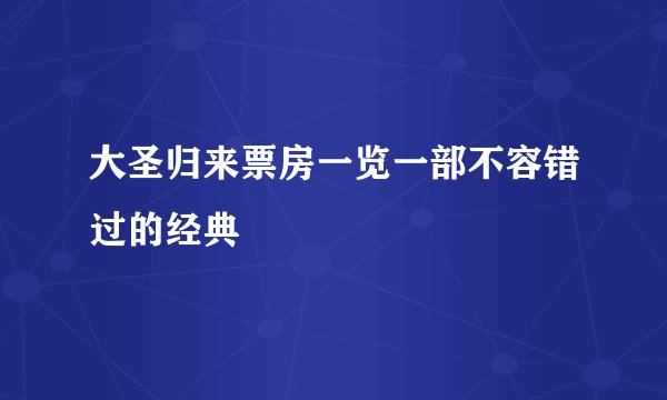 大圣归来票房一览一部不容错过的经典