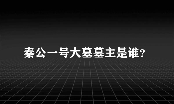 秦公一号大墓墓主是谁？