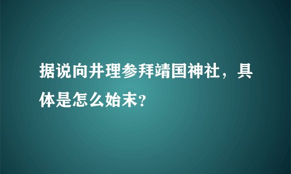 据说向井理参拜靖国神社，具体是怎么始末？