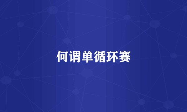 何谓单循环赛