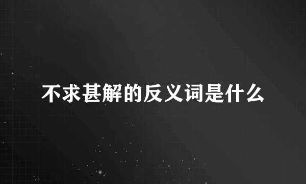 不求甚解的反义词是什么