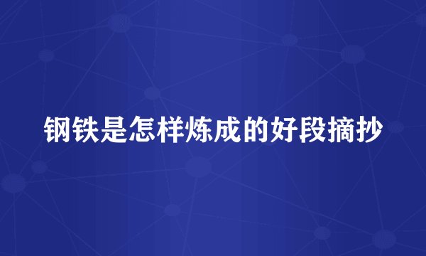 钢铁是怎样炼成的好段摘抄