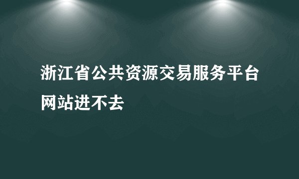 浙江省公共资源交易服务平台网站进不去