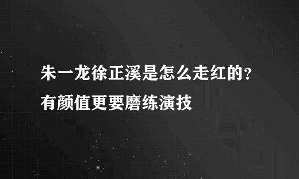 朱一龙徐正溪是怎么走红的？有颜值更要磨练演技