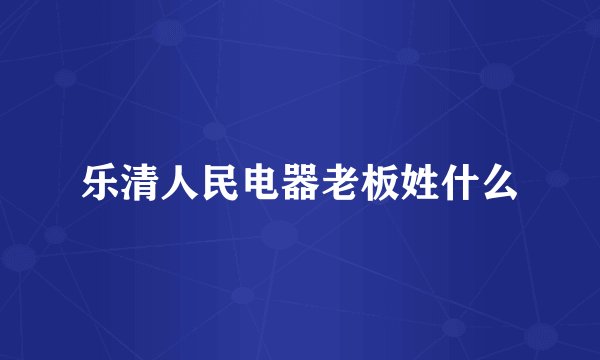 乐清人民电器老板姓什么