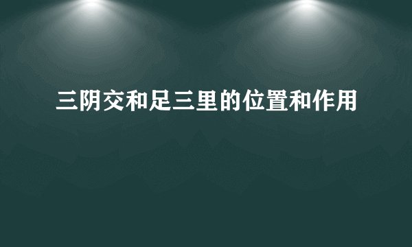 三阴交和足三里的位置和作用