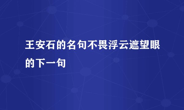 王安石的名句不畏浮云遮望眼的下一句