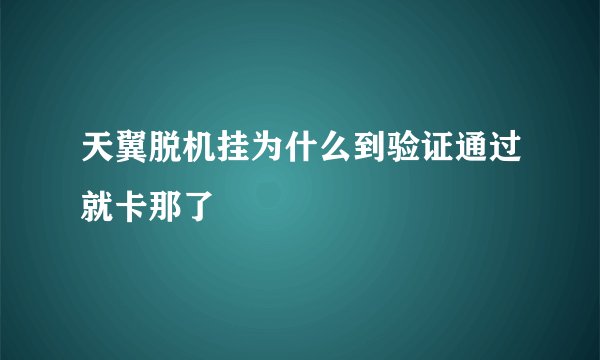 天翼脱机挂为什么到验证通过就卡那了