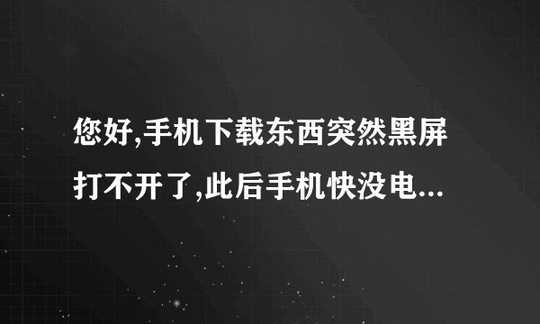 您好,手机下载东西突然黑屏打不开了,此后手机快没电的时候,手机里