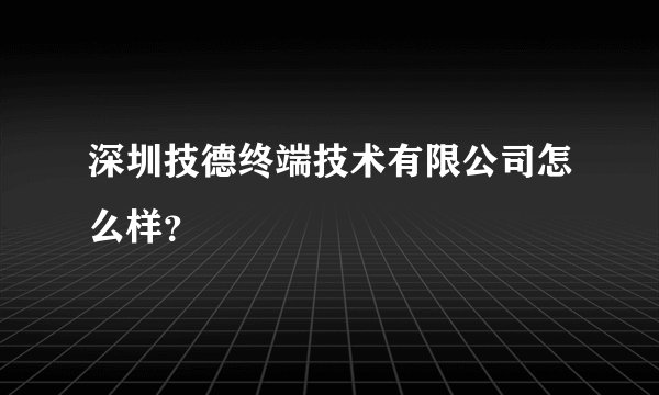 深圳技德终端技术有限公司怎么样？
