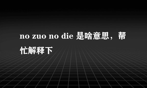 no zuo no die 是啥意思，帮忙解释下