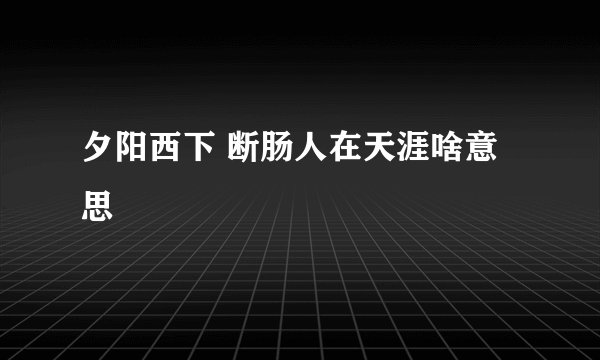 夕阳西下 断肠人在天涯啥意思