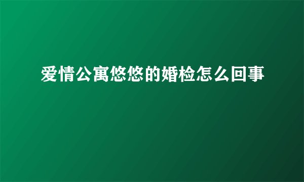 爱情公寓悠悠的婚检怎么回事