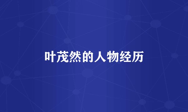 叶茂然的人物经历