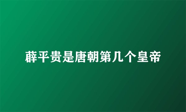薜平贵是唐朝第几个皇帝