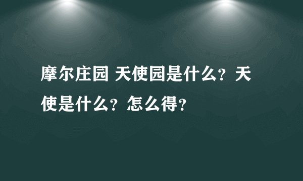 摩尔庄园 天使园是什么?天使是什么?怎么得?