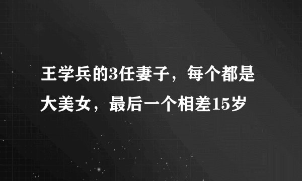 王学兵的3任妻子，每个都是大美女，最后一个相差15岁