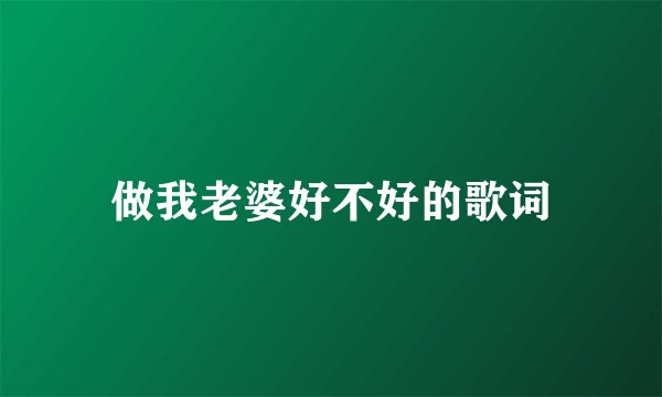 做我老婆好不好的歌词