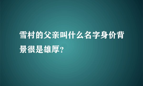 雪村的父亲叫什么名字身价背景很是雄厚？